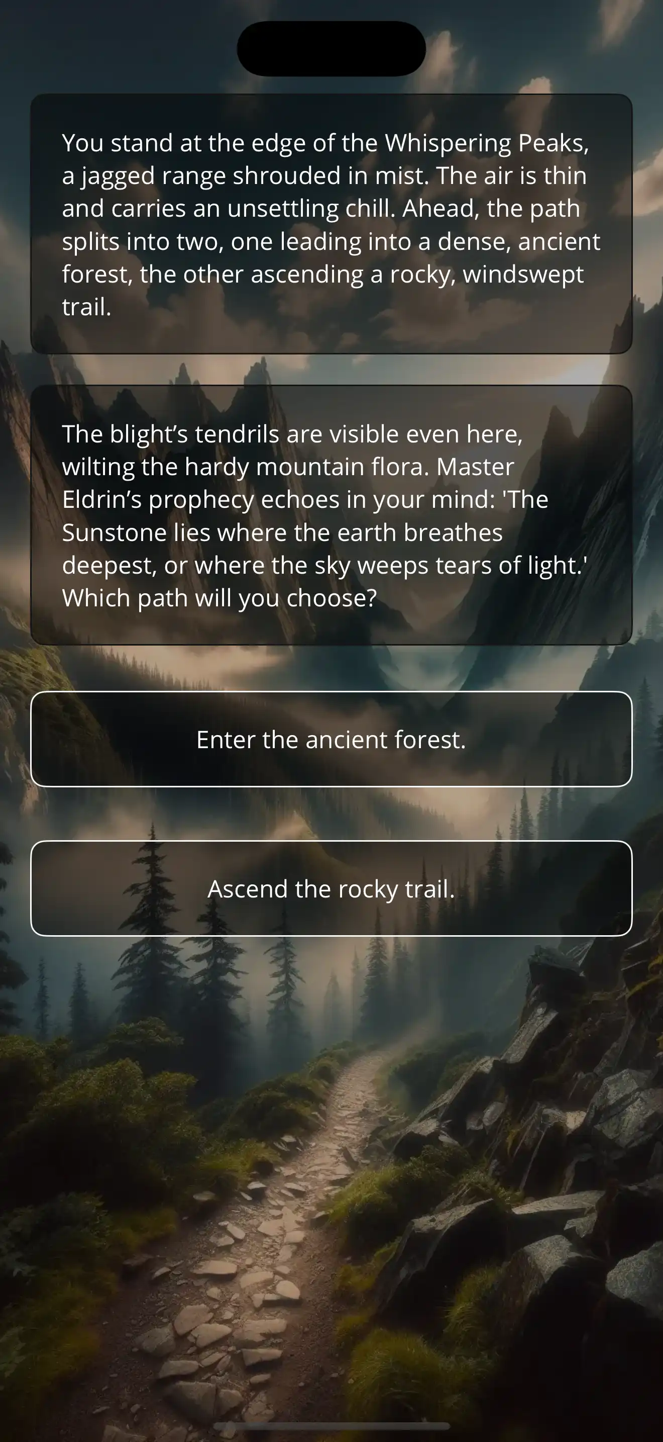 Fantasy story first scene
